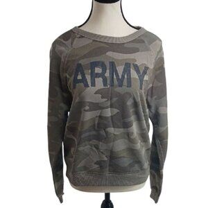 U.S. Army Sweatshirt Green Camouflage Crew Neck Fleece Womens Size XS